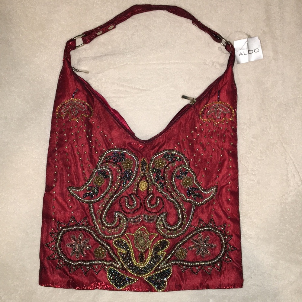 Aldo Red beaded and bedazzled purse